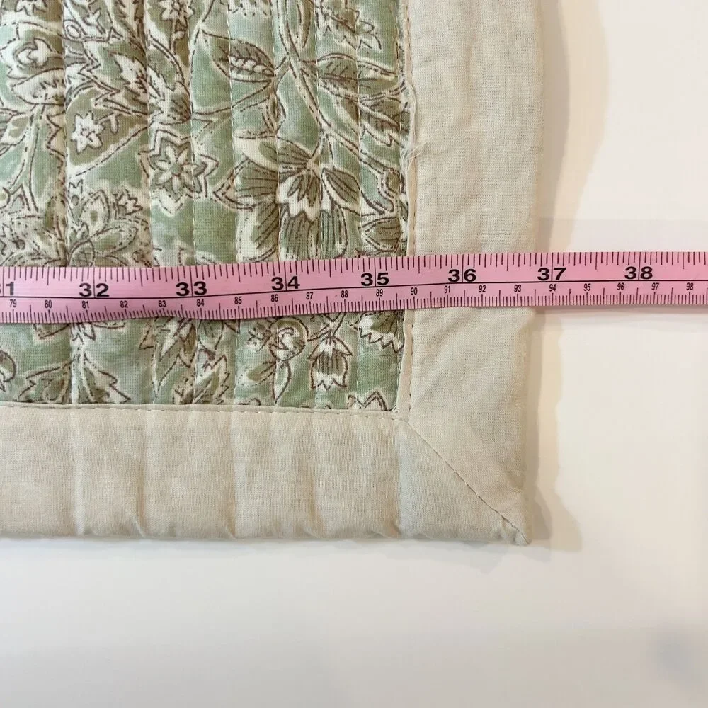 Peri Home King Quilted 100% Cotton Pillow Shams Green Cream Paisley Patchwork